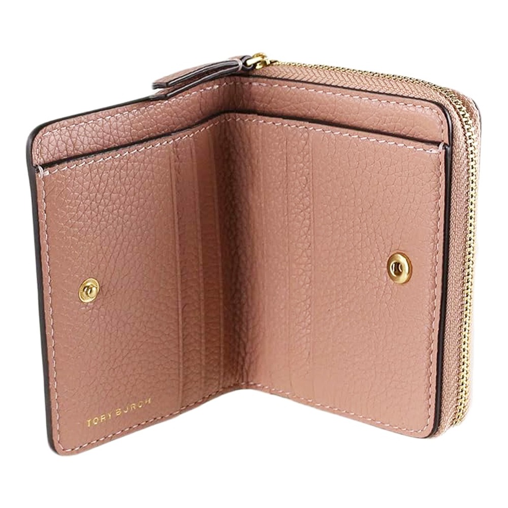 【TORY BURCH】簍空雙T LOGO零錢短夾-粉紅色-細節圖4