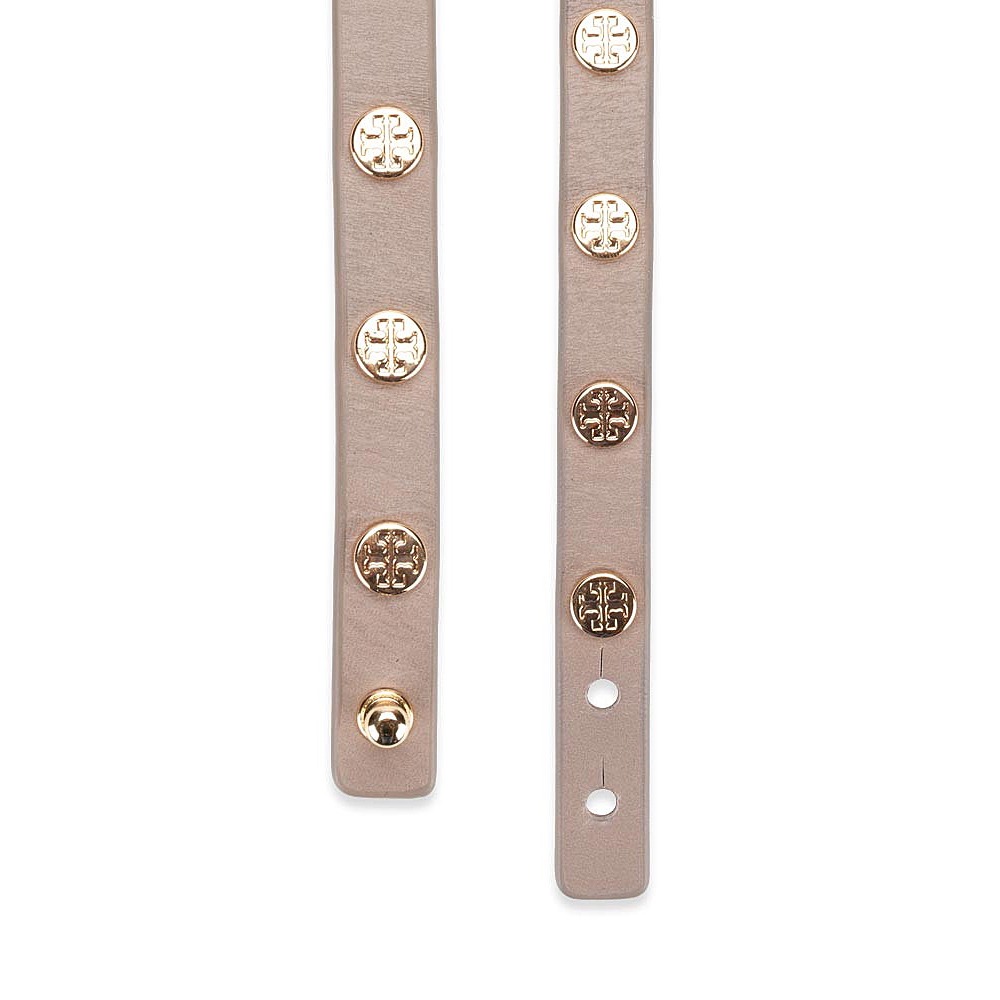 【TORY BURCH】鉚釘皮革手環-大象灰-細節圖2