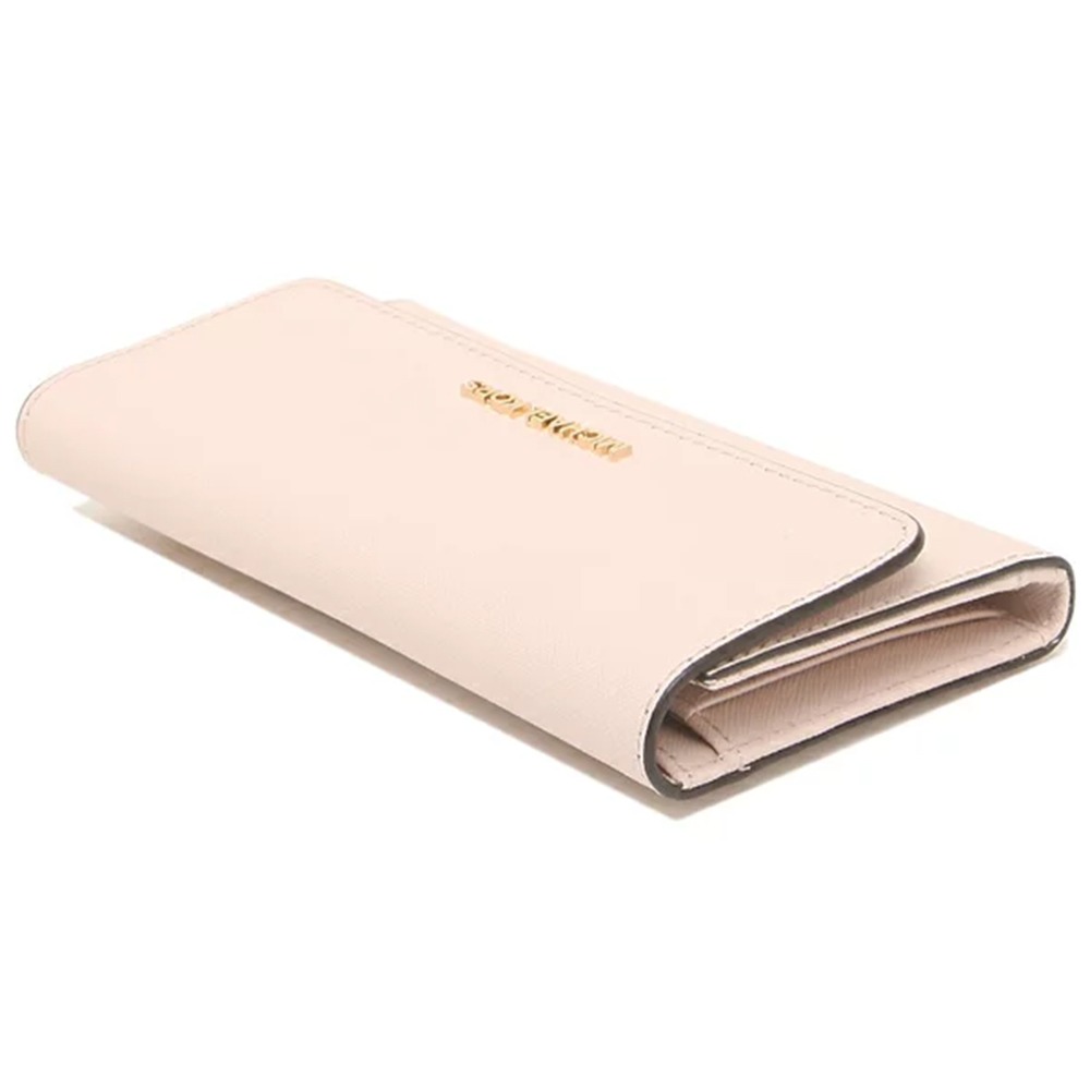 【MICHAEL KORS】掀蓋皮革拉鍊三折長夾-粉紅色-細節圖2