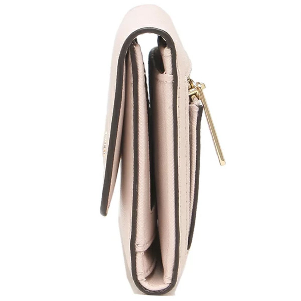 【MICHAEL KORS】掀蓋皮革拉鍊三折長夾-粉紅色-細節圖4