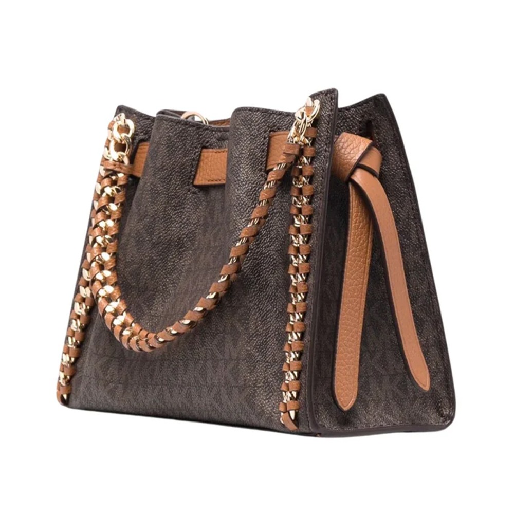 【MICHAEL KORS】滿版LOGO造型皮革鍊包-咖啡-細節圖2