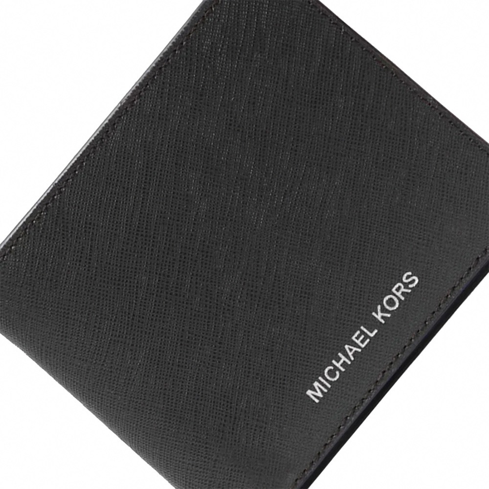 【MICHAEL KORS】滿版LOGO皮革短夾-黑-細節圖2