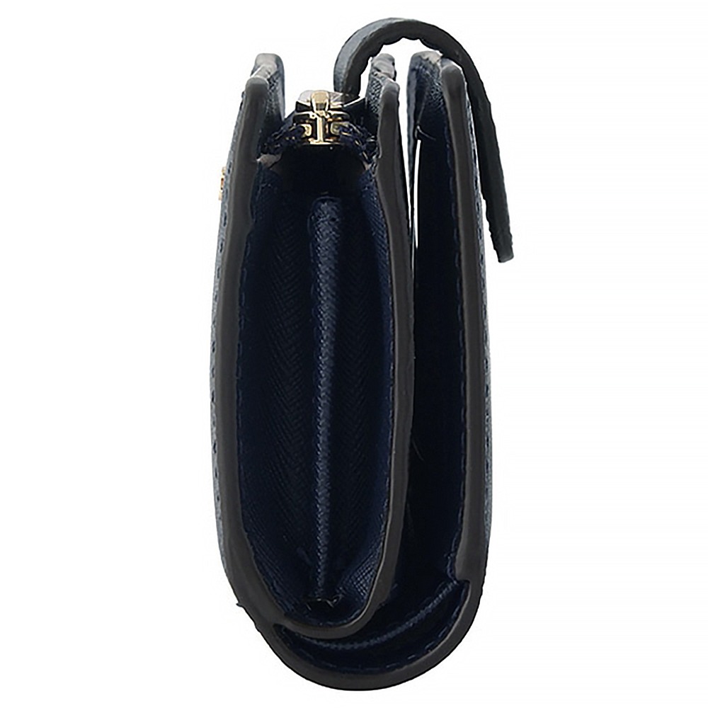 【MICHAEL KORS】素色防刮十字紋皮革中夾-黑-細節圖3