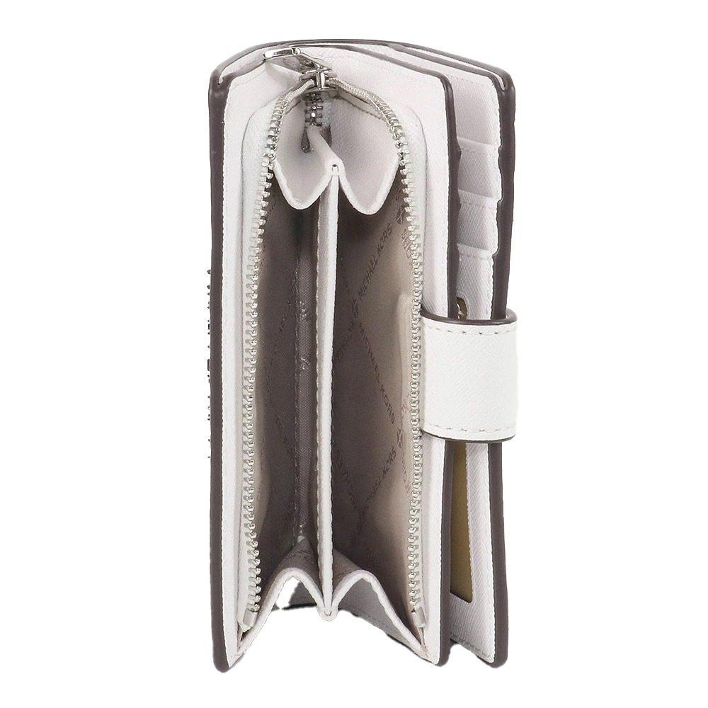 【MICHAEL KORS】素色防刮十字紋皮革中夾-亮白色-細節圖3