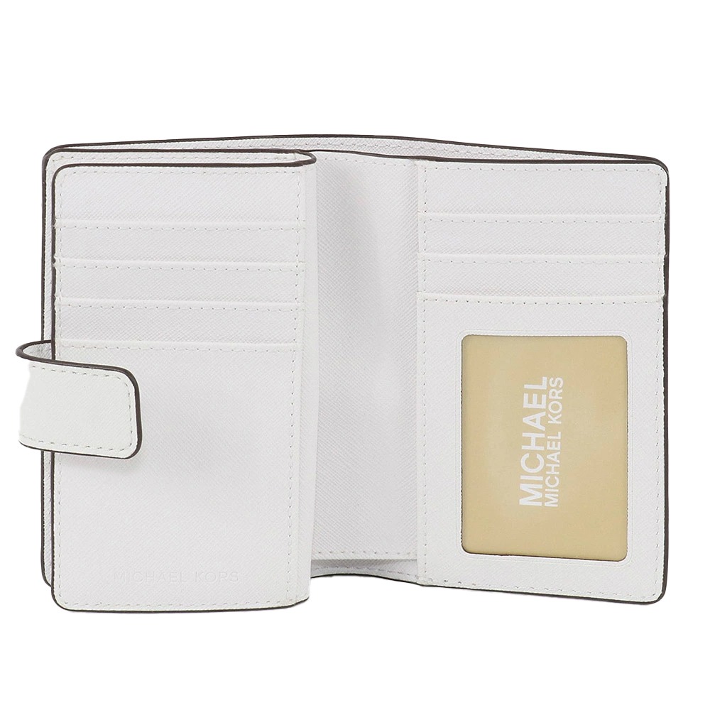 【MICHAEL KORS】素色防刮十字紋皮革中夾-亮白色-細節圖4