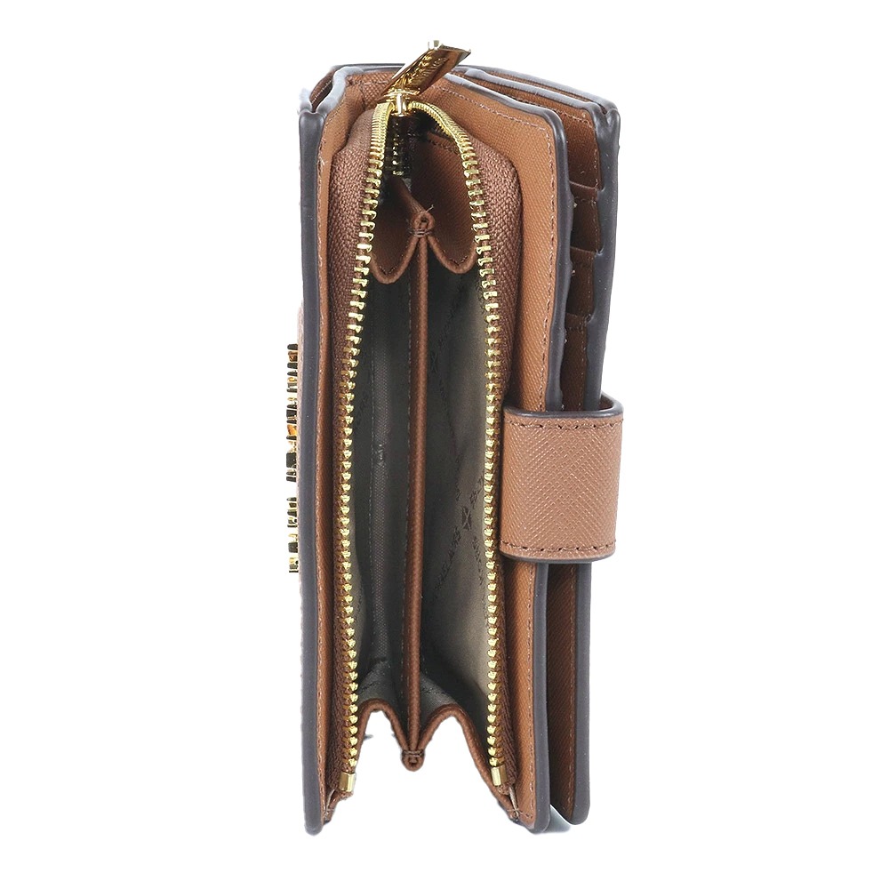 【MICHAEL KORS】素色防刮十字紋皮革中夾-焦糖棕-細節圖2