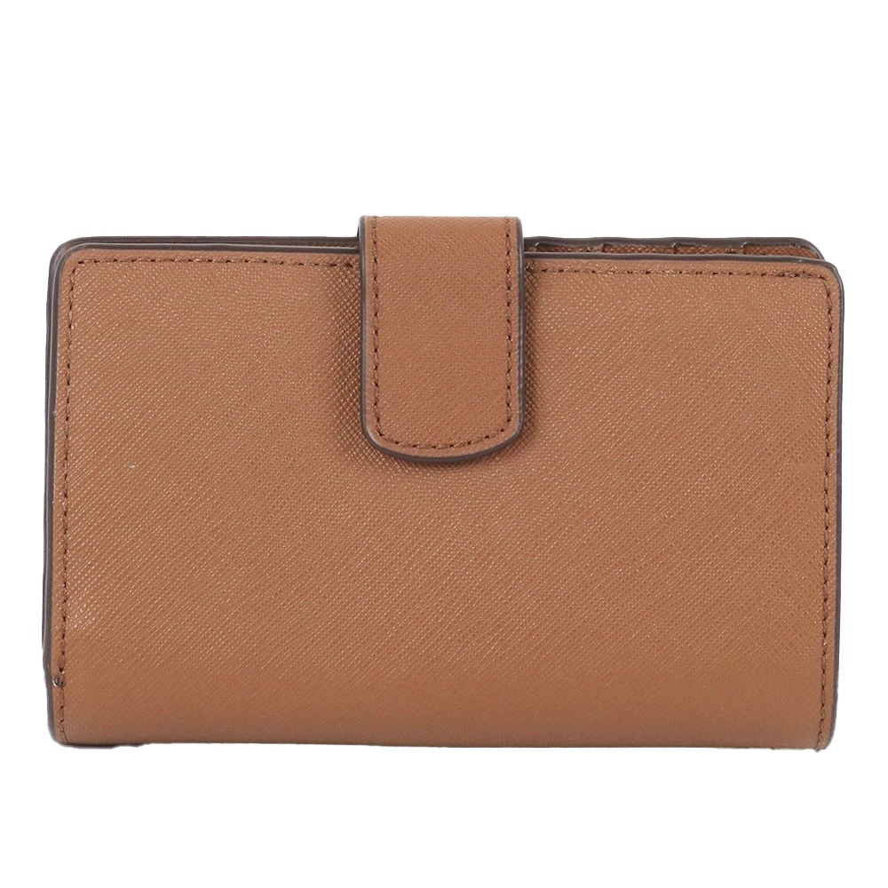 【MICHAEL KORS】素色防刮十字紋皮革中夾-焦糖棕-細節圖3