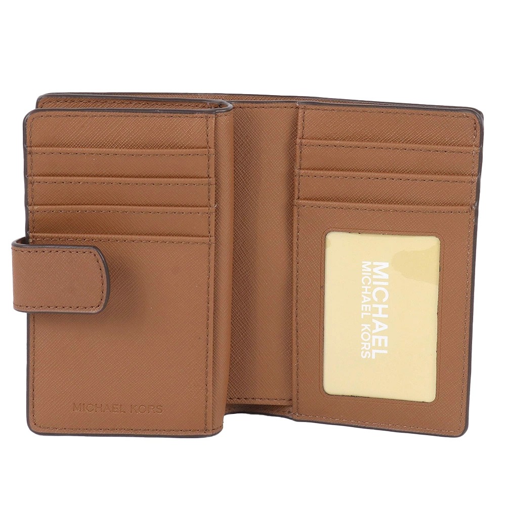 【MICHAEL KORS】素色防刮十字紋皮革中夾-焦糖棕-細節圖4