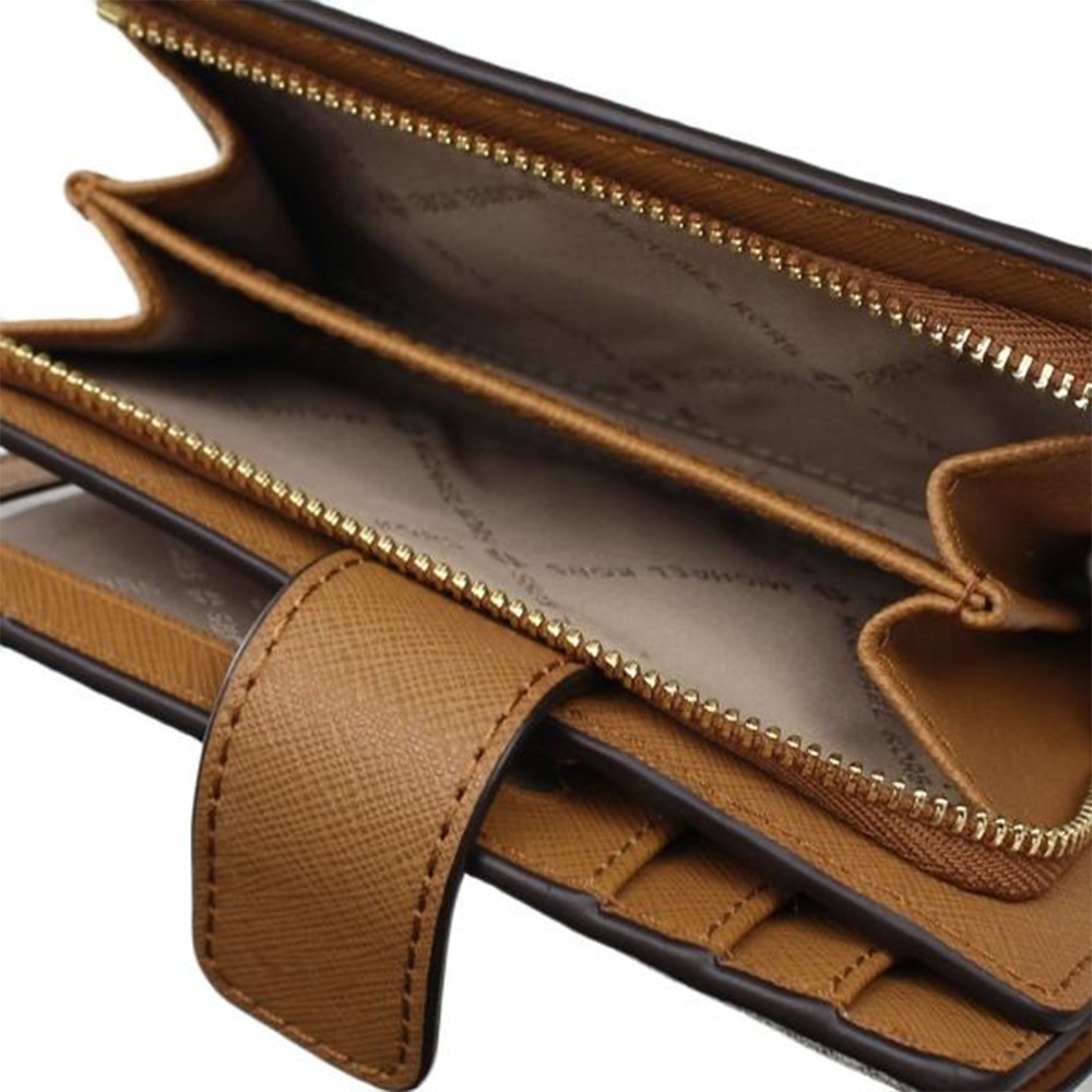 【MICHAEL KORS】滿版LOGO防刮皮革中夾-香草白-細節圖3