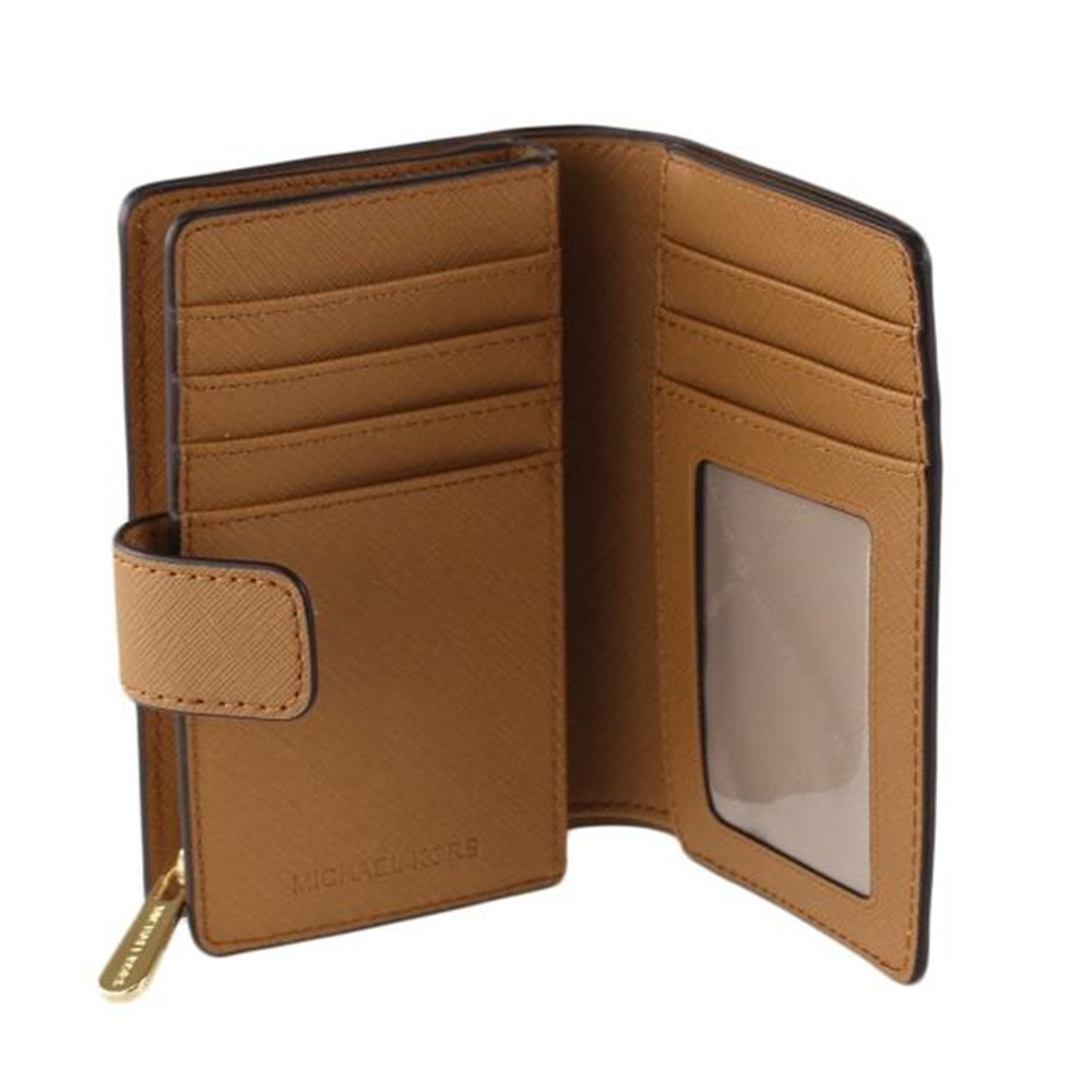 【MICHAEL KORS】滿版LOGO防刮皮革中夾-香草白-細節圖4