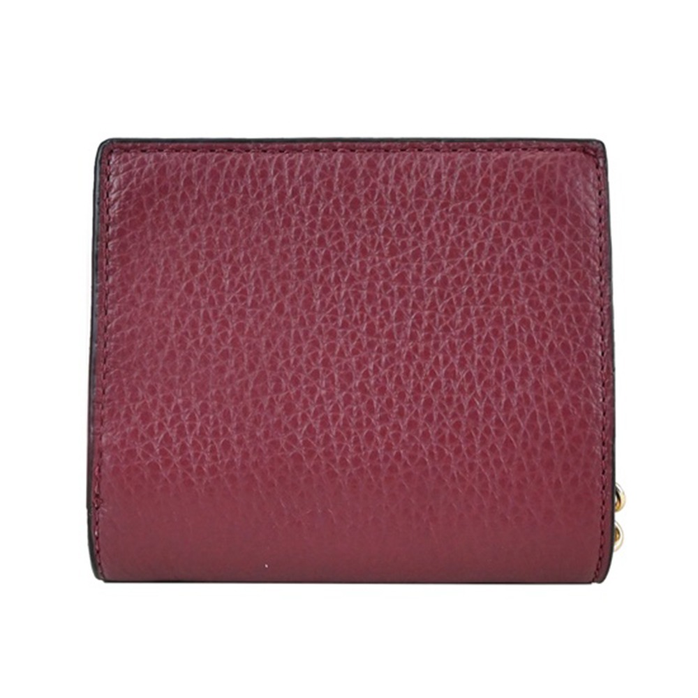 【COACH】鵝卵石皮革二折短夾-酒紅色-細節圖4