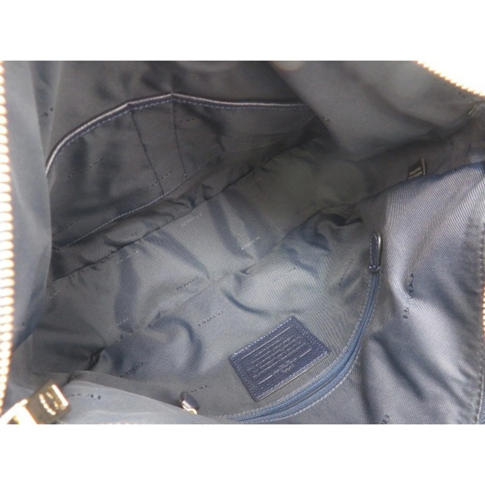 【COACH】彎月皮革兩用包-黑藍色-細節圖4