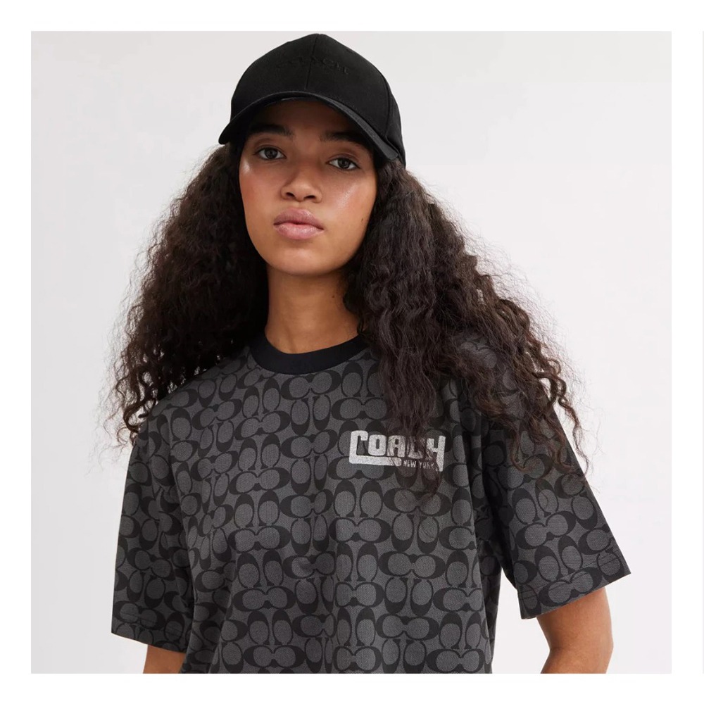 【COACH】刺繡棉質棒球帽-黑色-細節圖4