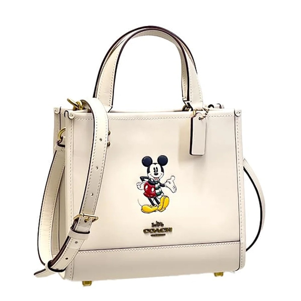 【COACH】迪士尼聯名款皮革兩用托特包-白-細節圖2