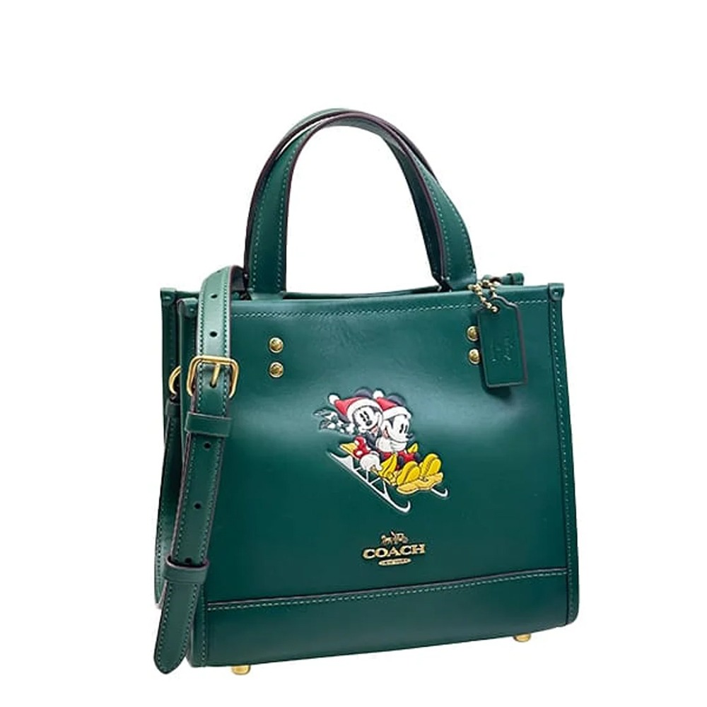 【COACH】迪士尼聯名款皮革兩用托特包-綠-細節圖2
