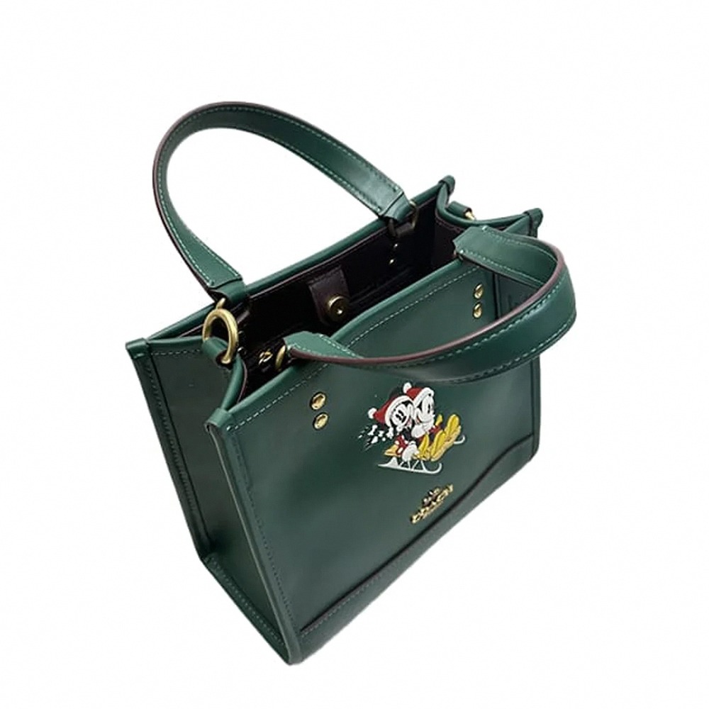 【COACH】迪士尼聯名款皮革兩用托特包-綠-細節圖4