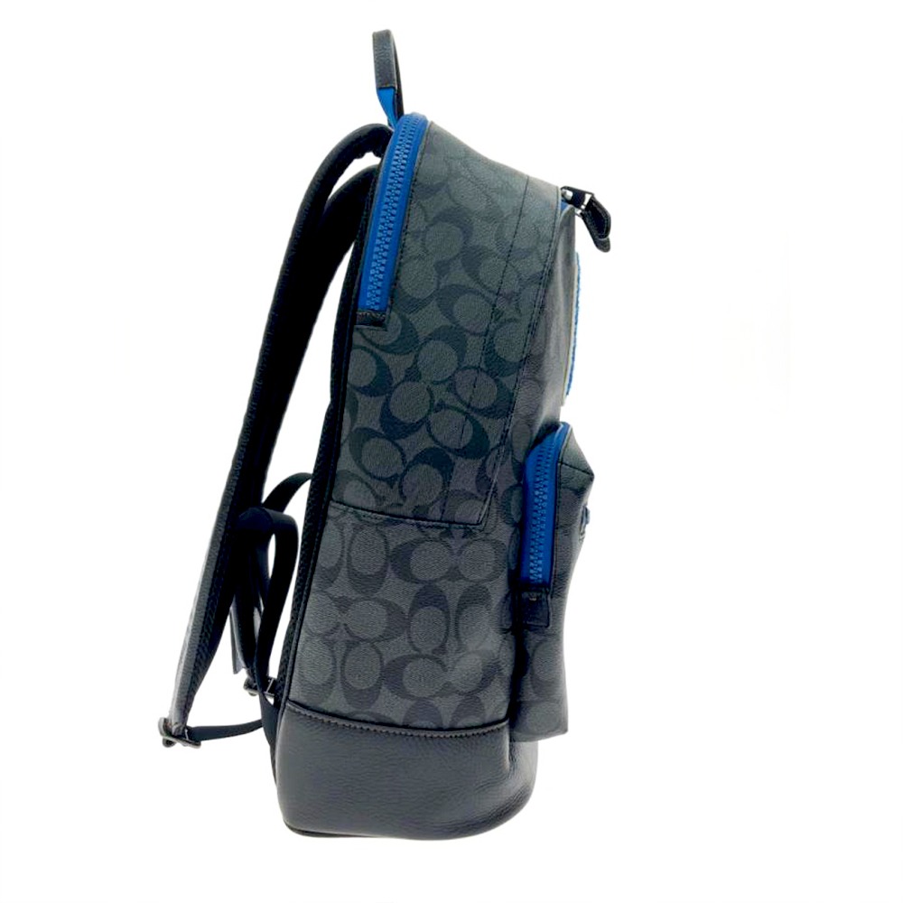 【COACH】史努比聯名款滿版LOGO皮革後背包-黑灰-細節圖2