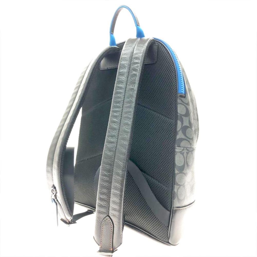 【COACH】史努比聯名款滿版LOGO皮革後背包-黑灰-細節圖3