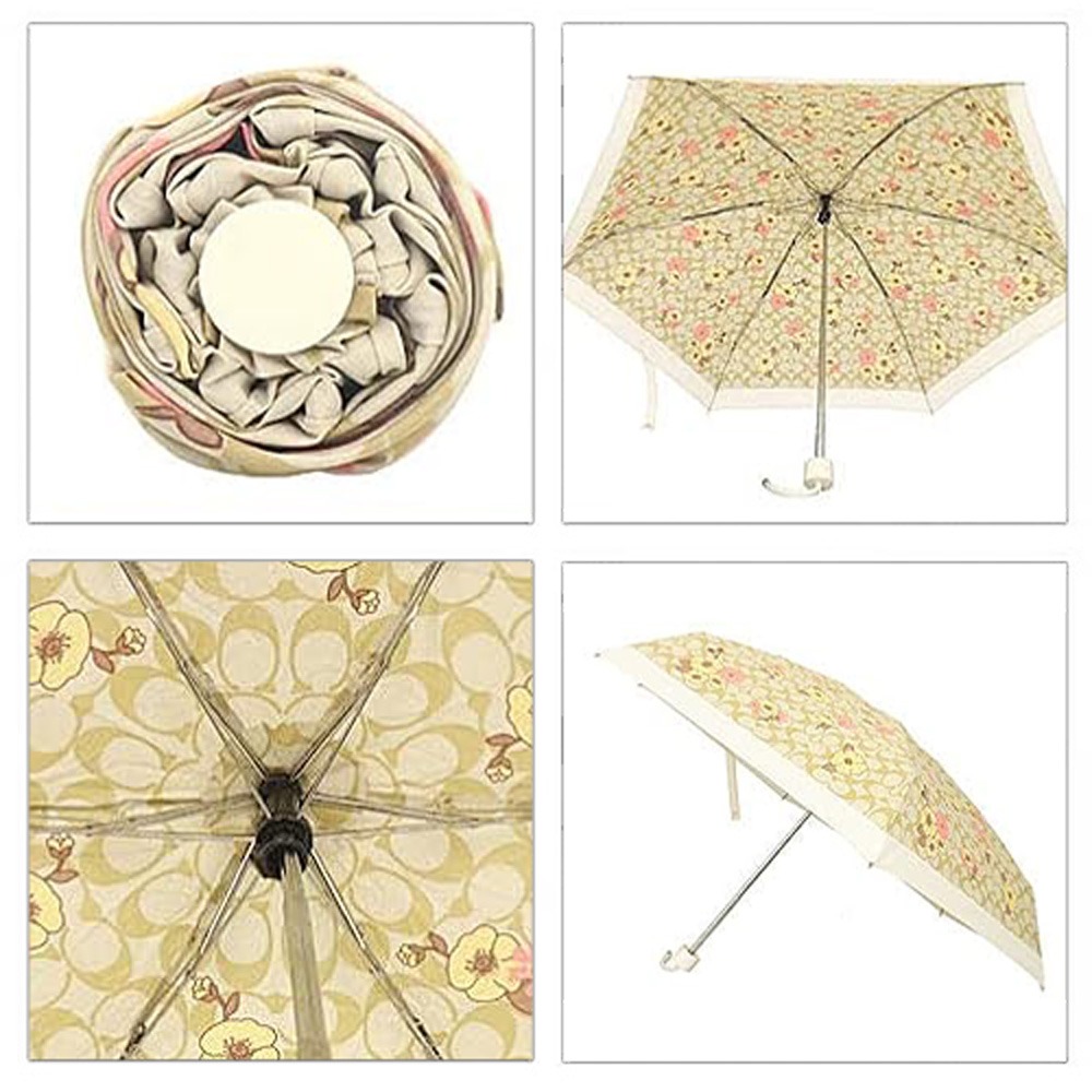 【COACH】印花滿版LOGO雨傘晴/雨二用傘-花朵-細節圖2