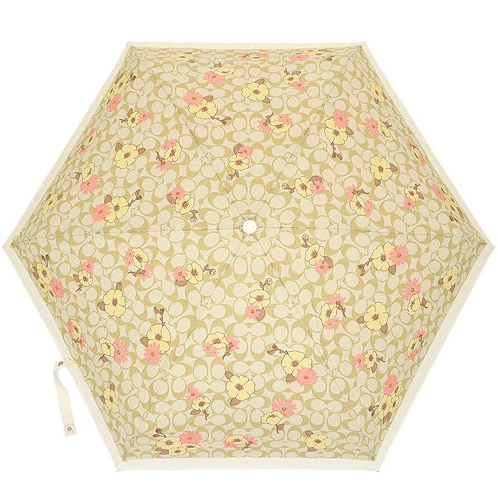 【COACH】印花滿版LOGO雨傘晴/雨二用傘-花朵-細節圖3