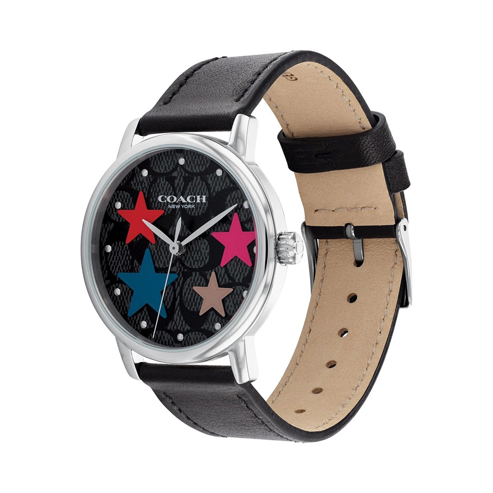 【COACH】彩色造型皮革錶帶手錶-星星-細節圖2