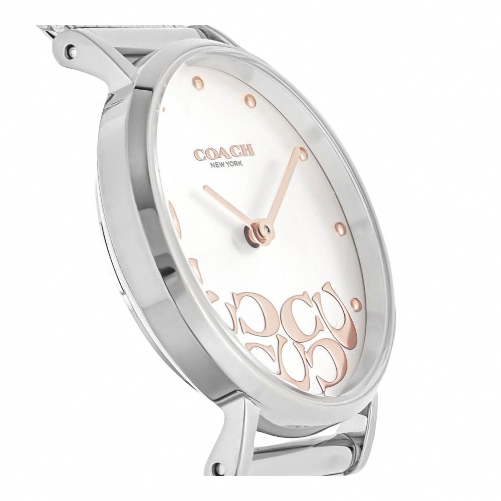 【COACH】優雅造型不鏽鋼錶帶米蘭手錶-銀-細節圖2