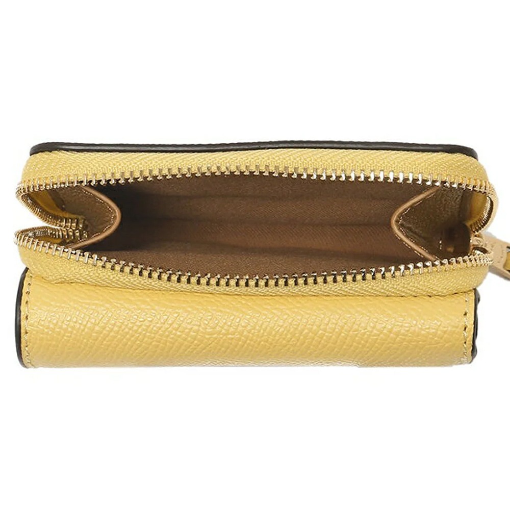 【COACH】防刮皮革三折短夾-檸檬黃-細節圖3