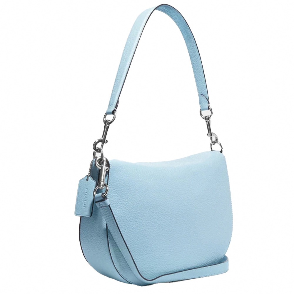 【COACH】旋扣造型斜肩背兩用包-寶寶藍-細節圖2