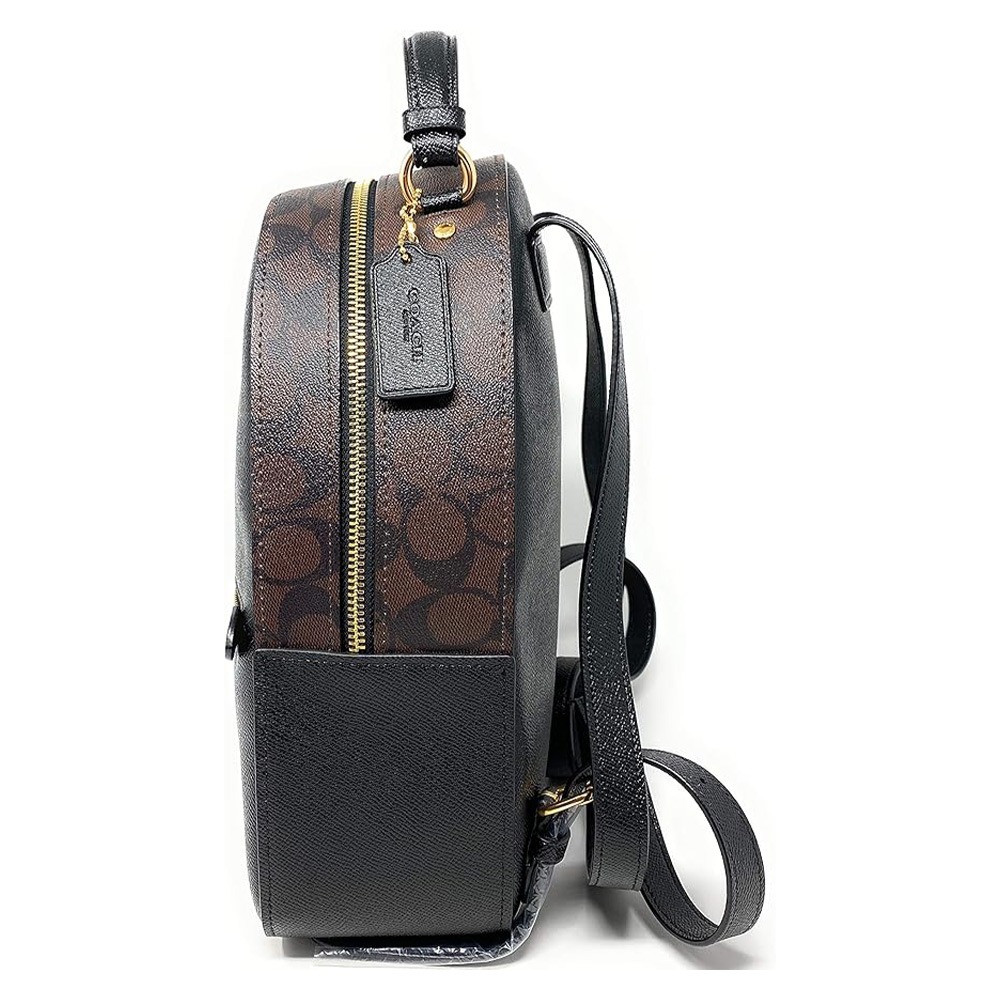 【COACH】PVC拼接皮革前口袋後背包-黑-細節圖2