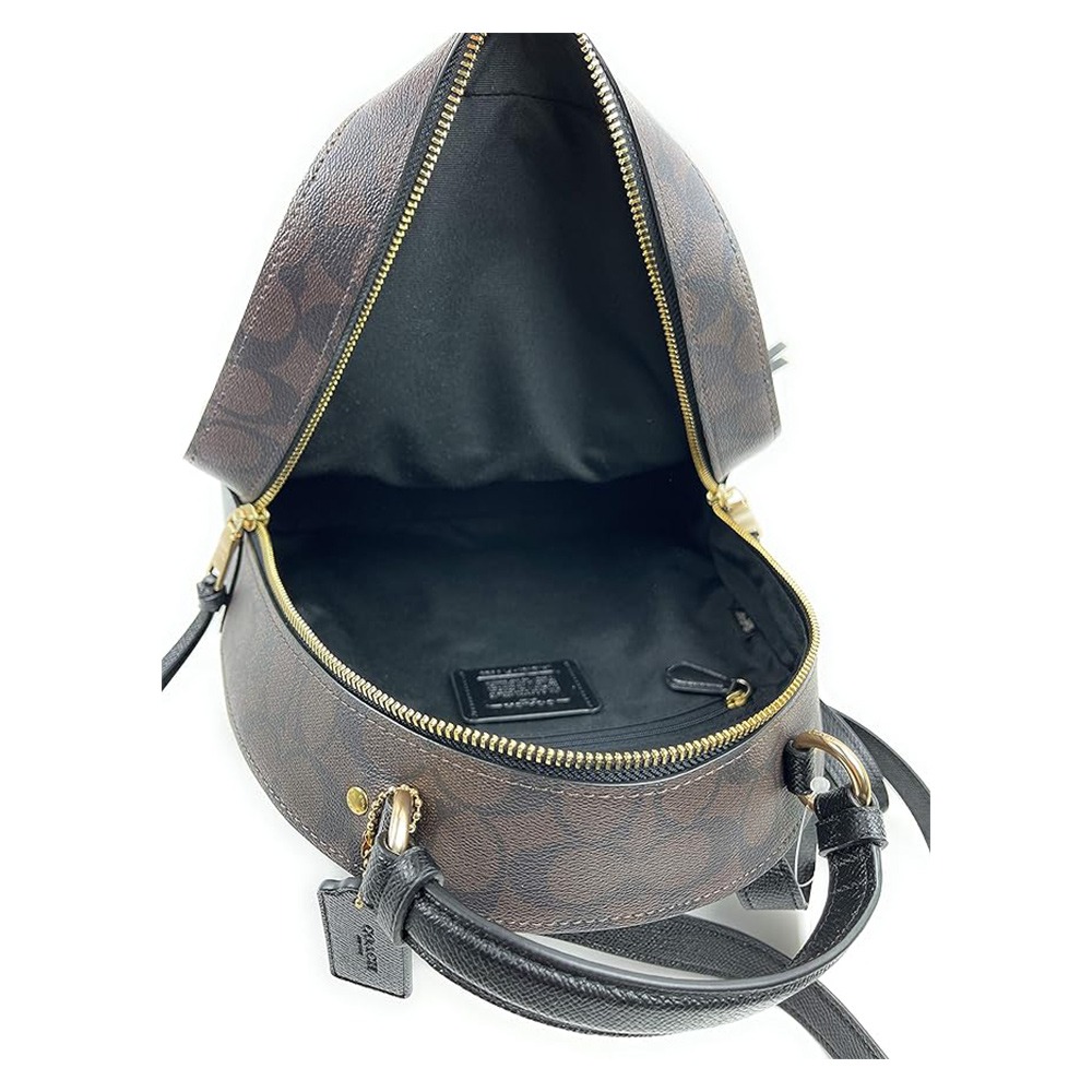 【COACH】PVC拼接皮革前口袋後背包-黑-細節圖4