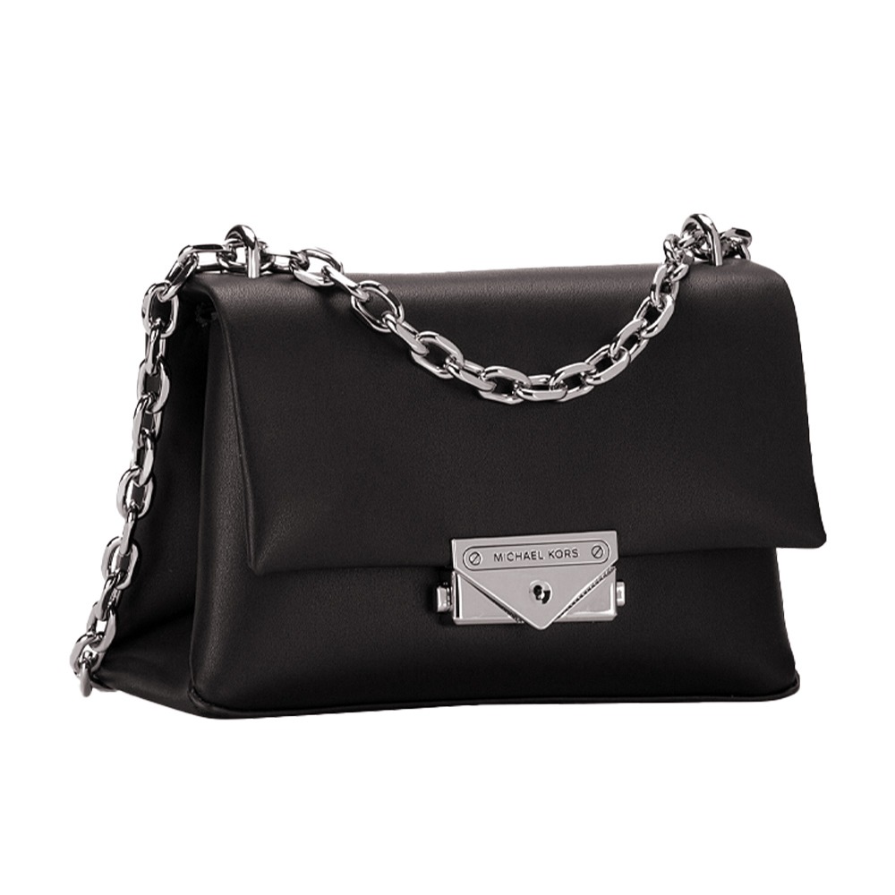 【MICHAEL KORS】防刮皮革素色肩背斜背包-黑-細節圖2