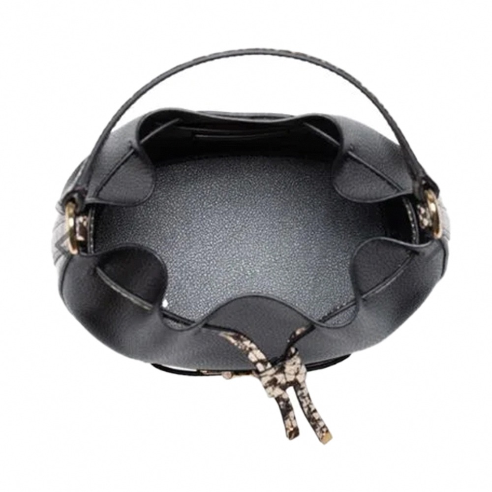 【MICHAEL KORS】拼接蛇紋皮革水桶兩用包-黑-細節圖3