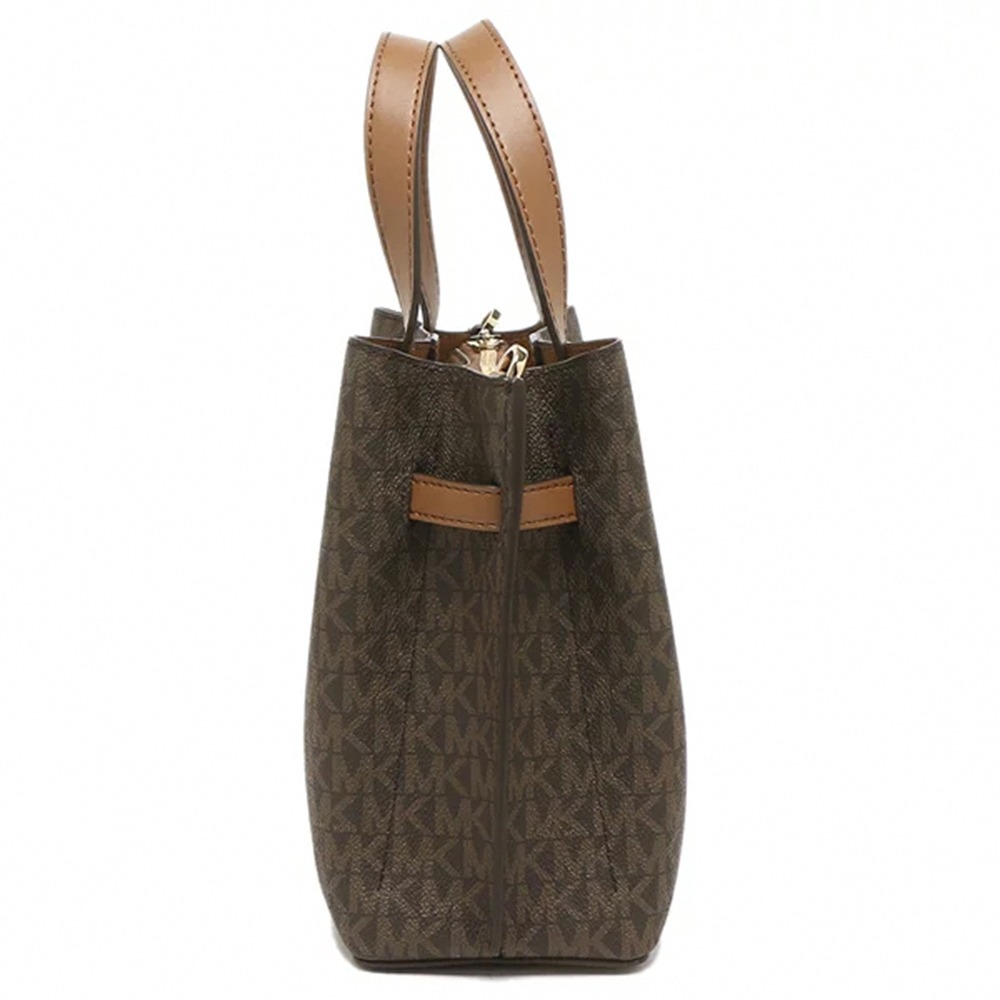 【MICHAEL KORS】滿版LOGO拼接皮革兩用包-咖駝-細節圖2