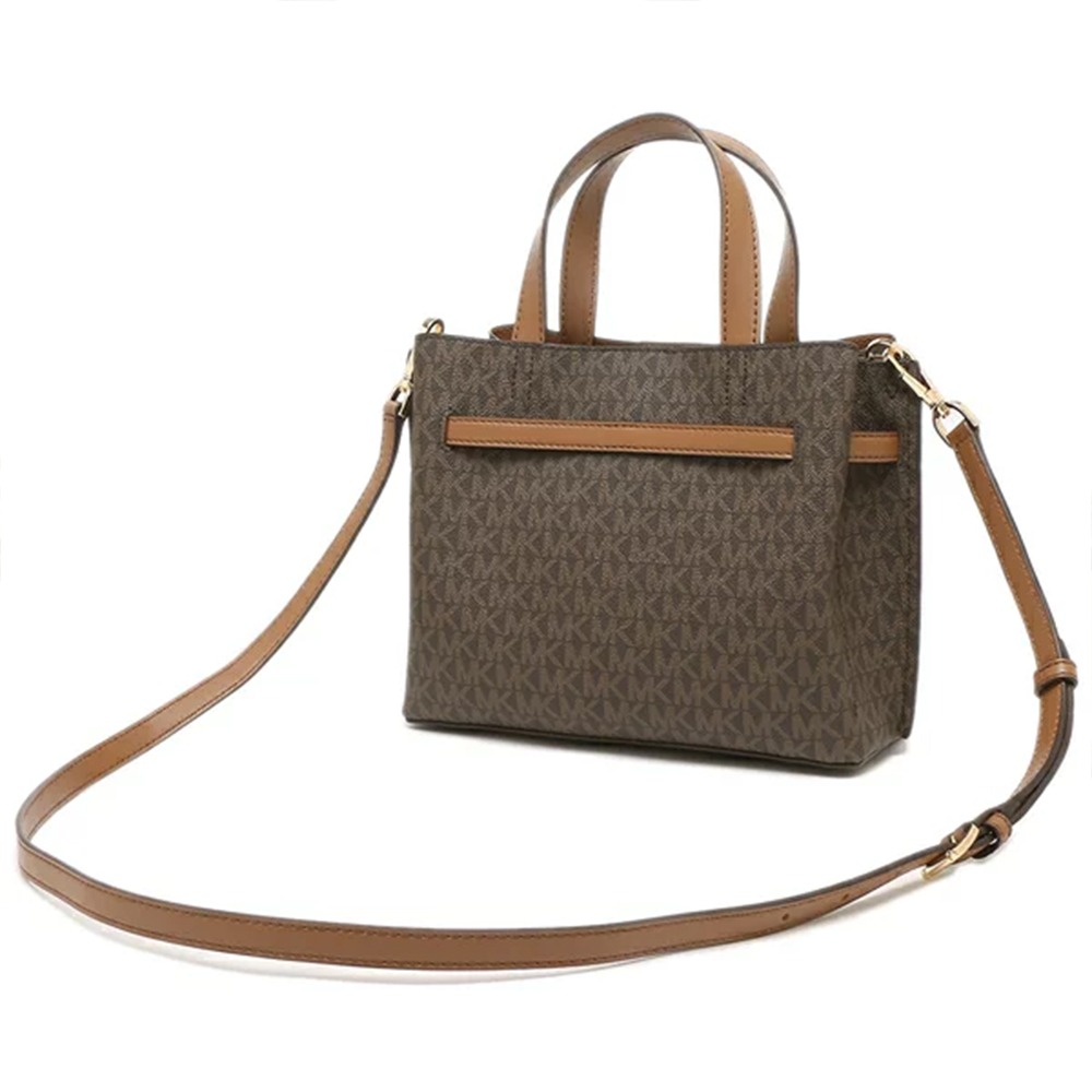 【MICHAEL KORS】滿版LOGO拼接皮革兩用包-咖駝-細節圖3