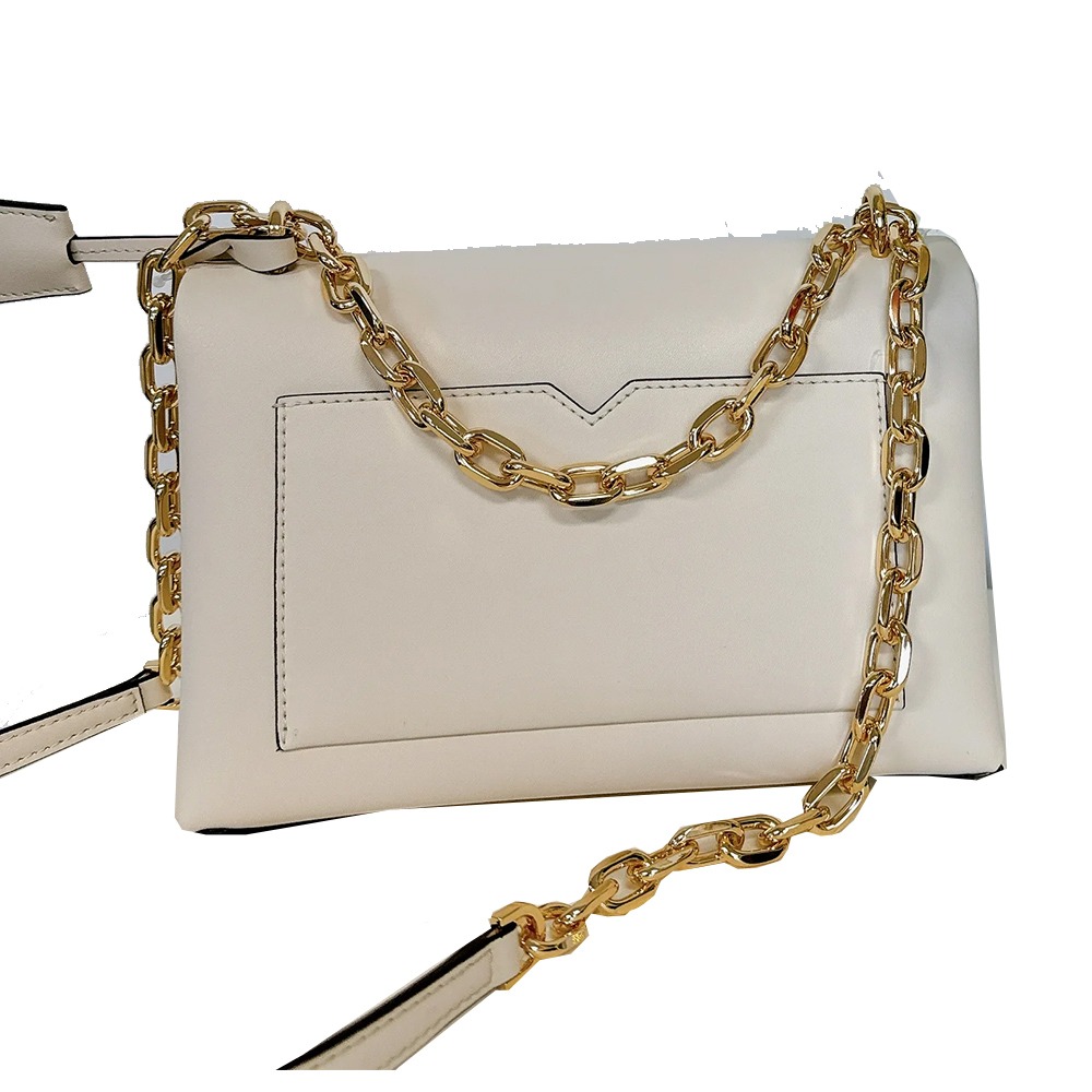 【MICHAEL KORS】翻蓋皮革肩斜兩用鍊包-米白-細節圖3