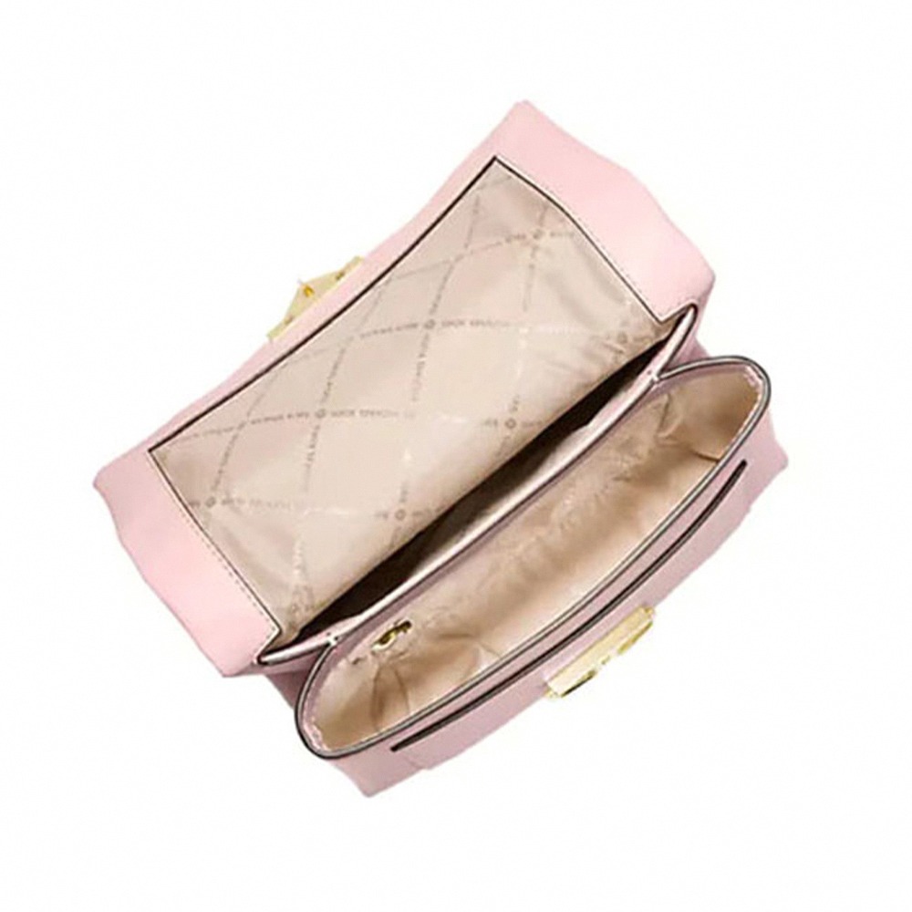 【MICHAEL KORS】翻蓋皮革肩斜兩用鍊包-粉-細節圖4