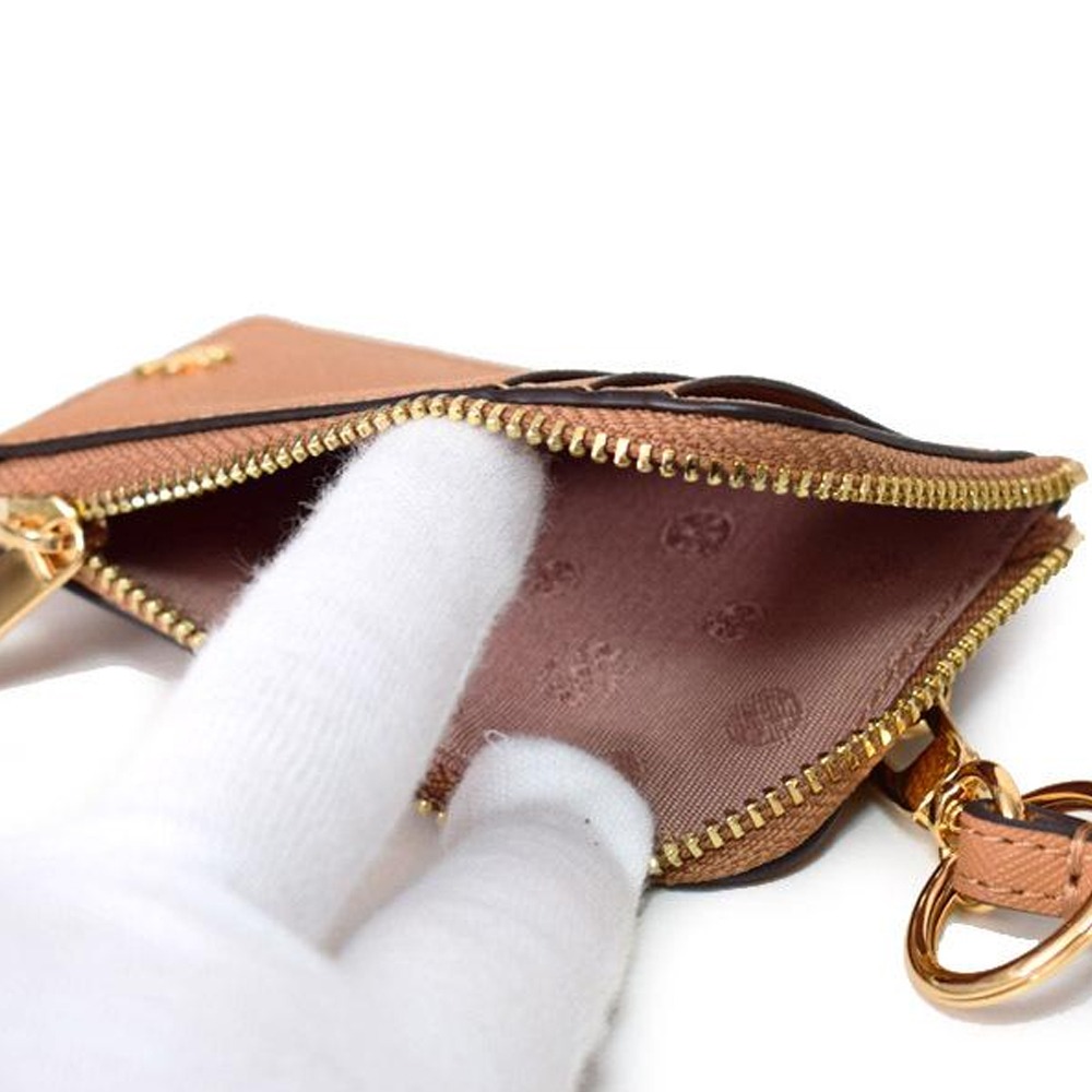 【TORY BURCH】十字文防刮皮革卡片包/零錢包-焦糖-細節圖2