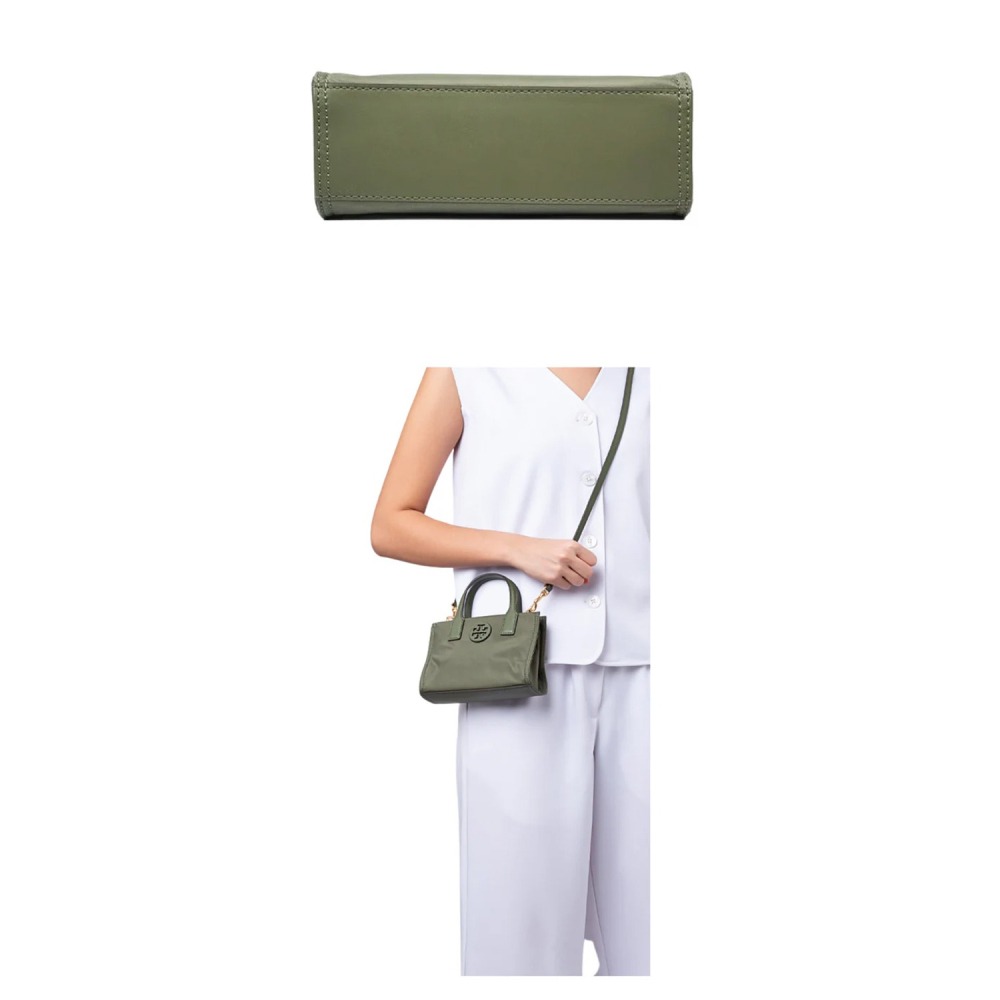 【TORY BURCH】尼龍迷你托特包/兩用包-軍綠-細節圖4