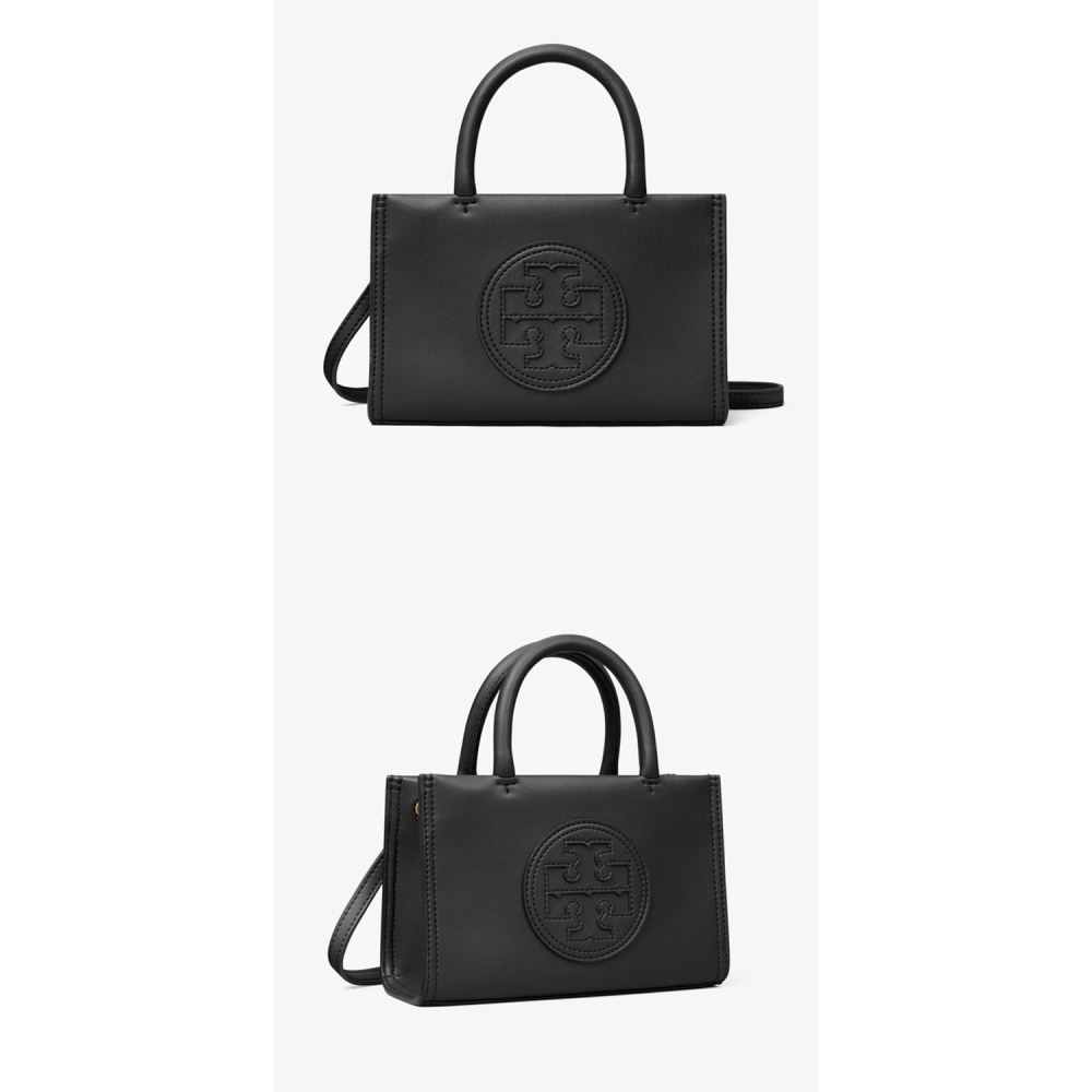 【TORY BURCH】皮革車縫LOGO迷你托特包/兩用包-黑-細節圖3