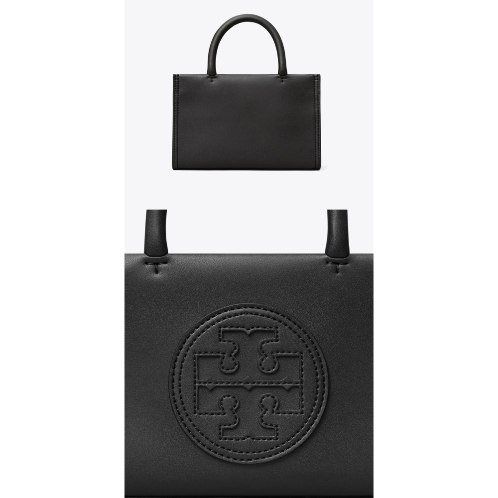 【TORY BURCH】皮革車縫LOGO迷你托特包/兩用包-黑-細節圖4