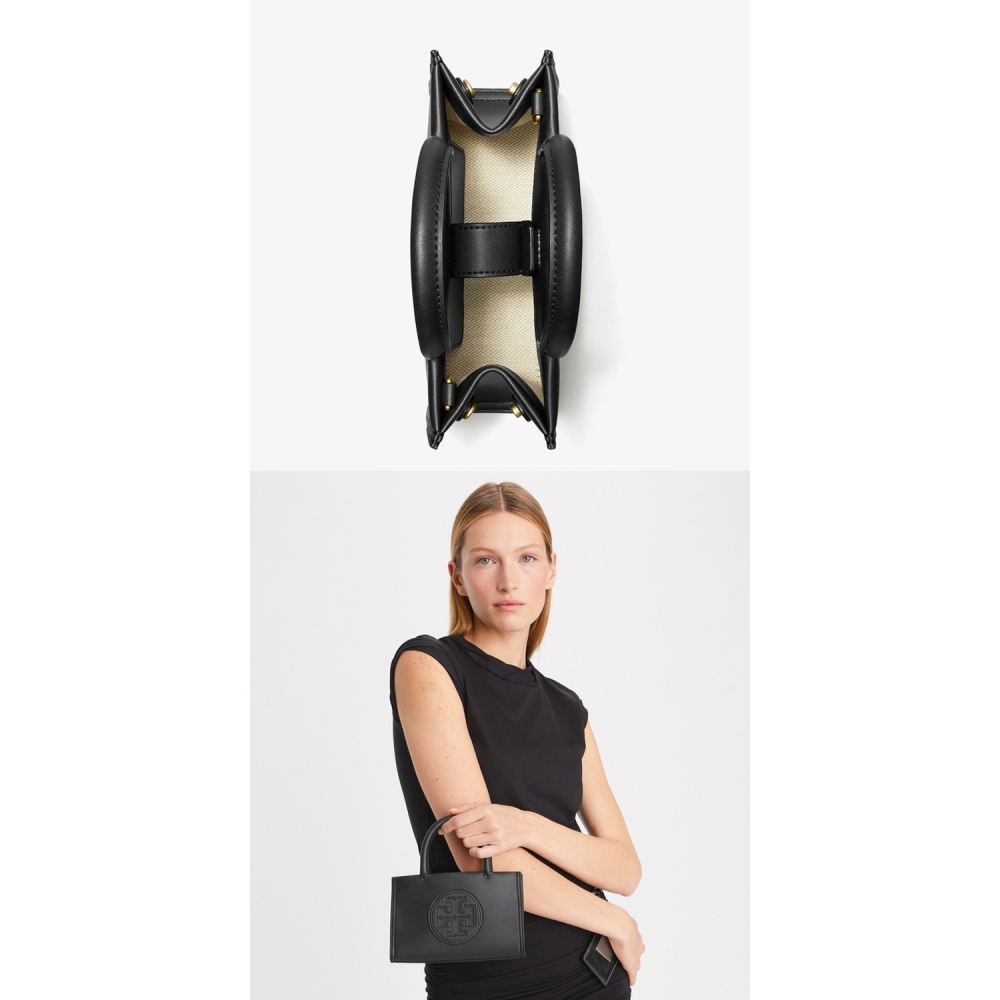 【TORY BURCH】皮革車縫LOGO迷你托特包/兩用包-黑-細節圖5