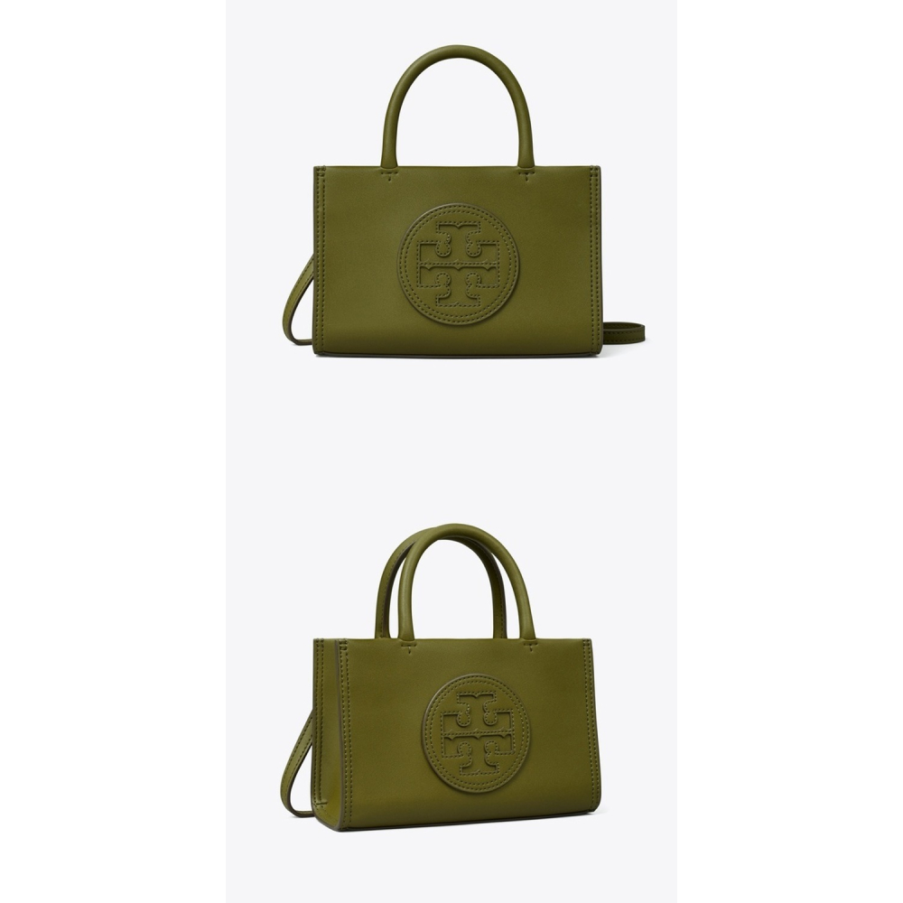 【TORY BURCH】皮革車縫LOGO迷你托特包/兩用包-軍綠-細節圖3