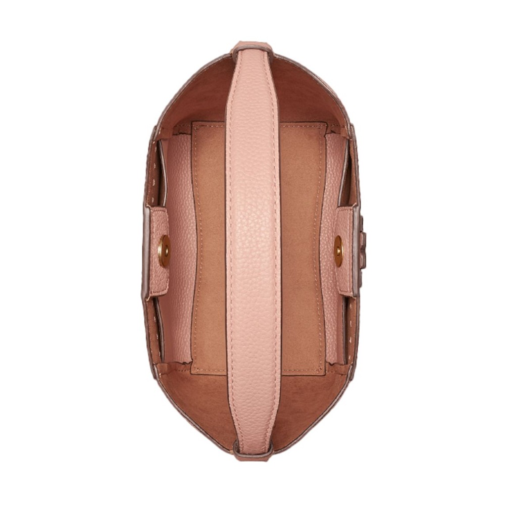 【TORY BURCH】荔枝皮革素色托特包/兩用包-粉-細節圖2