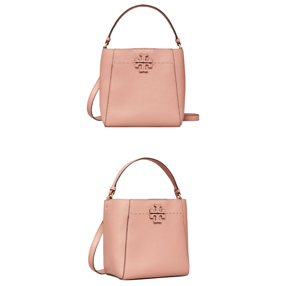 【TORY BURCH】荔枝皮革素色托特包/兩用包-粉-細節圖3