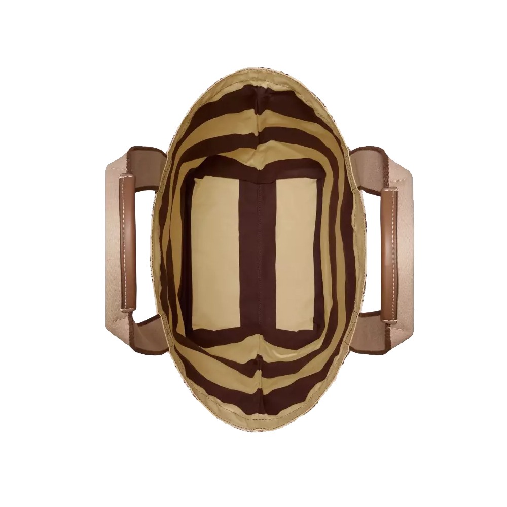 【TORY BURCH】大款帆布手提包-米白底咖啡花-細節圖2