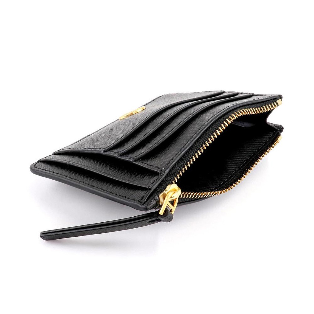 【TORY BURCH】素色拉鍊卡片零錢包-黑-細節圖2