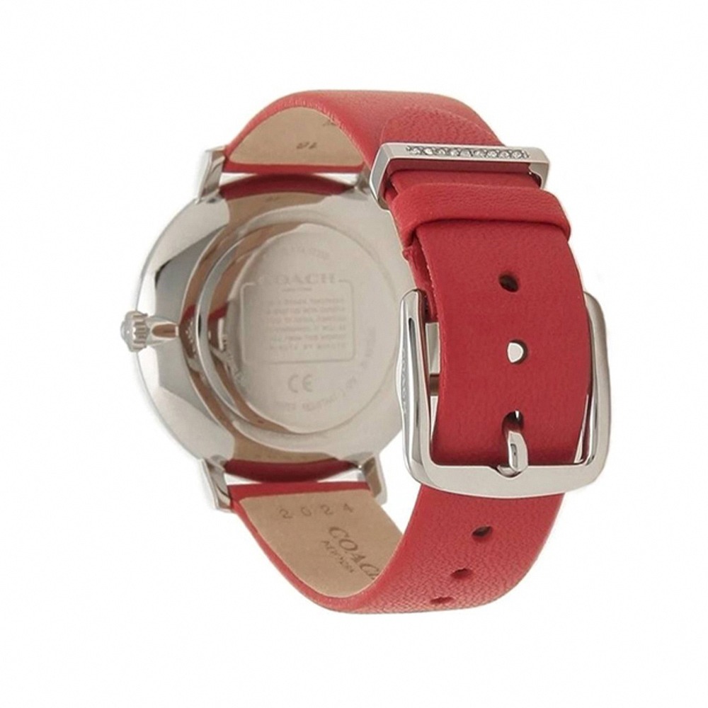 【COACH】簡約皮革錶帶手錶-紅-細節圖2