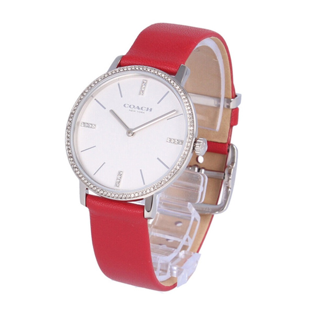 【COACH】簡約皮革錶帶手錶-紅-細節圖3