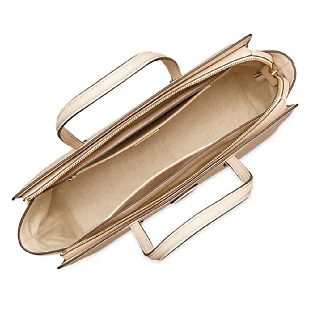 【TORY BURCH】素面皮革肩背托特包-奶油白-細節圖2