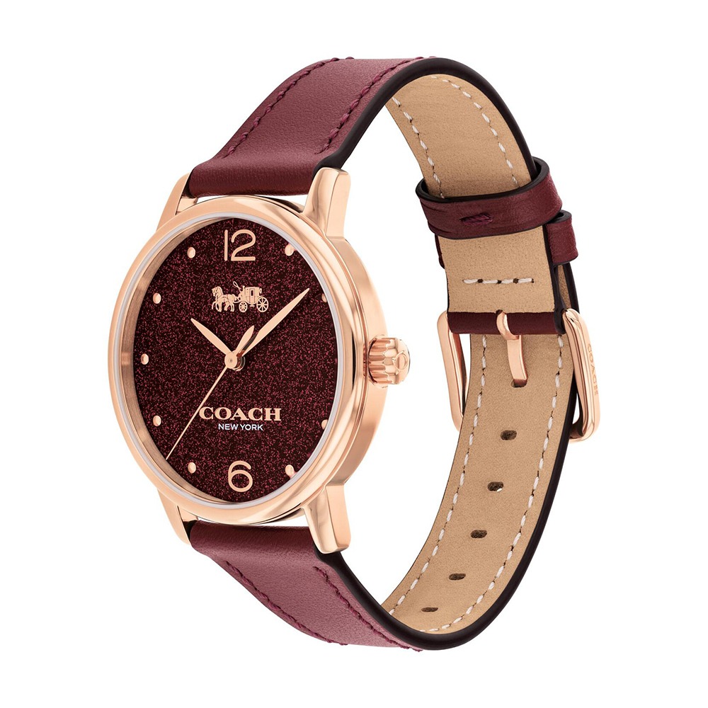 【COACH】簡約時尚皮革腕表-酒紅-細節圖2
